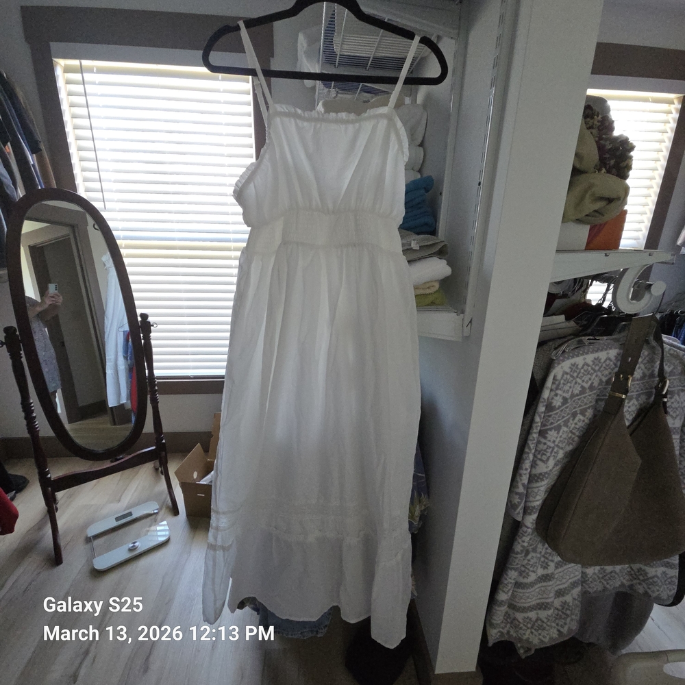 Pink Republic White Sleeveless Maxi Sundress with Smocked Waist